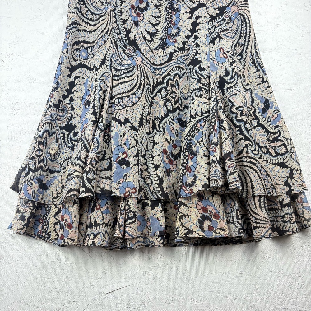 Chaps Chiffon Paisley Print Asymmetrical Skirt Sz Large 34” Waist VTG 90s Y2K - Picture 3 of 8